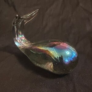 Iridescent Vintage Glass Whale Figurine